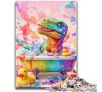 1000 Piece Jigsaw Puzzles for Teenagers Gifts Dinosaur Taking A Bath Puzzles,Educational Stress Relief Toy Great Gifts And Toys (50x75cm)