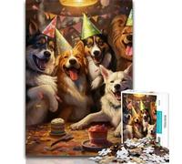 1000 Piece Jigsaw Puzzles for Teenagers Gifts Dog Party Teenager Puzzles,Educational Games Home Decoration Suitable for Desktop Decoration 38x26cm
