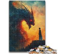 1000 Piece Jigsaw Puzzles for Teenagers Gifts Dragon Rider Puzzles,Decompressing Intellectual Educational Toy Perfect Decoration (38x26cm)