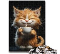 1000 Piece Jigsaw Puzzles for Teenagers Gifts Drinking Coffee Cat Learning Educational Toys Family Games Gifts for Friends And Family 26x38cm