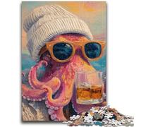 1000 Piece Jigsaw Puzzles for Teenagers Gifts Drinking Octopus Learning Educational Toys Fun at Home Activities, Birthday Present,Travel Gifts 26x38cm