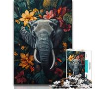 1000 Piece Jigsaw Puzzles for Teenagers Gifts Elephant Flowers,Stress Reliever Staycation Kill Time Parent-child Interaction 75x50cm