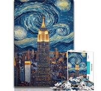 1000 Piece Jigsaw Puzzles for Teenagers Gifts Empire State Building Night 1000 Piece Puzzle,Educational Toy Funny Family Games Unique Home Decor (size 38x26cm)