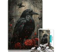 1000 Piece Jigsaw Puzzles for Teenagers Gifts Evil Crow,Stress Reliever Difficult Challenge with Matching Poster And Trivia Sheet (38x26cm)