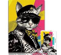 1000 Piece Jigsaw Puzzles for Teenagers Gifts Fashion Cat 1000 Piece Jigsaw,Stress Reliever Staycation Kill Time Wishlist with Santa Claus (size 75x50cm)