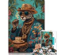 1000 Piece Jigsaw Puzzles for Teenagers Gifts Fashion Leopard 1000 Piece Puzzle,Staycation Kill Time with Fully Interlocking Randomly Shaped Pieces 38x26cm