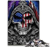 1000 Piece Jigsaw Puzzles for Teenagers Gifts Flame Skull Stress Reliever Difficult Challenge Suitable for Desktop Decoration 50x75cm