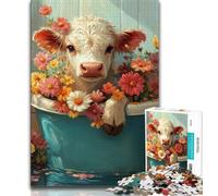 1000 Piece Jigsaw Puzzles for Teenagers Gifts Flower Cow 1000 Pieces for Teenagers,Toys Educational Games Stress Relieving Unique Birthday And Gifts 38x26cm
