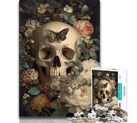 1000 Piece Jigsaw Puzzles for Teenagers Gifts Flower Skull 1000 Piece Puzzle,Quiz Game Wall Decoration Unique Birthday And Xmas Gifts (size 75x50cm)