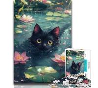 1000 Piece Jigsaw Puzzles for Teenagers Gifts Flowers And Black Cat 1000 Piece Jigsaw,Stress Reliever Staycation Kill Time Wishlist with Santa Claus (size 38x26cm)