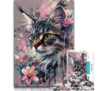 1000 Piece Jigsaw Puzzles for Teenagers Gifts Flowers And Cats,Stress Reliever Difficult Challenge with Matching Poster And Trivia Sheet (75x50cm)