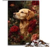 1000 Piece Jigsaw Puzzles for Teenagers Gifts Flowers And Golden Retriever, Educational Toys Is Ideal As A Gift for The Whole Family (Size 26x38cm)