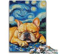 1000 Piece Jigsaw Puzzles for Teenagers Gifts French Bulldog Night Sky for Age 14+ Intellectual Game Christmas Birthday Gifts 26x38cm