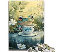 1000 Piece Jigsaw Puzzles for Teenagers Gifts Frog Drinking Tea Teenager Puzzles,Educational Games Wall Decoration Unique Birthday And Xmas Gifts (26x38cm)