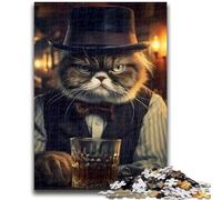 1000 Piece Jigsaw Puzzles for Teenagers Gifts Gentleman Grumpy Cat Family Fun for Is Ideal As A Gift for The Whole Family for And Age 14 Years Up 26x38cm