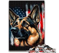 1000 Piece Jigsaw Puzzles for Teenagers Gifts German ShepherdUSA Flag Family Fun for Is Ideal As A Gift for The Whole Family for And Age 14 Years Up 26x38cm