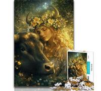 1000 Piece Jigsaw Puzzles for Teenagers Gifts Girl And Cow Teenager Puzzles,Educational Games Home Decoration Suitable for Desktop Decoration 38x26cm