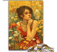 1000 Piece Jigsaw Puzzles for Teenagers Gifts Girl in Wildflowers Summer,Help The Brain Exercise Addictive Toys to Cultivate Patience Enhance Memory 38x52cm