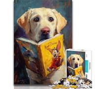 1000 Piece Jigsaw Puzzles for Teenagers Gifts Golden Retriever Reading A Book Puzzles,Birthday Present, Gifts, Wall Art for Age 14 Years Up (size 38x26cm)