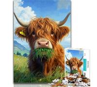 1000 Piece Jigsaw Puzzles for Teenagers Gifts Highland Cow,Help The Brain Exercise Addictive Toys to Cultivate Patience Wall Decoration (75x50cm)