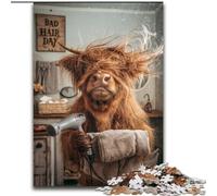 1000 Piece Jigsaw Puzzles for Teenagers Gifts Highland Cow on The Sofa, Games Toys Gift Unique Birthday And Gifts for And Age 14 Years Up (Size 50x75cm)