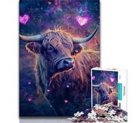 1000 Piece Jigsaw Puzzles for Teenagers Gifts Highland Cow Sunset Jigsaw,Educational Games Home Decoration Suitable for Desktop Decoration (size 38x26cm)