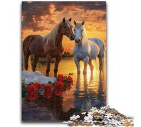 1000 Piece Jigsaw Puzzles for Teenagers Gifts Horse Couple Family Fun for Is Ideal As A Gift for The Whole Family for And Age 14 Years Up 26x38cm