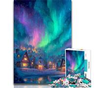 1000 Piece Jigsaw Puzzles for Teenagers Gifts Houses Under The Aurora Teenager Puzzles,Educational Games Home Decoration Suitable for Desktop Decoration 38x26cm