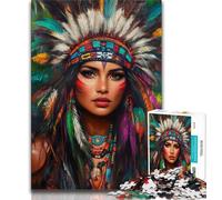 1000 Piece Jigsaw Puzzles for Teenagers Gifts Indian Princess,Stress Reliever Difficult Challenge with Matching Poster And Trivia Sheet (38x26cm)