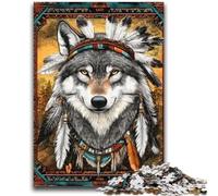 1000 Piece Jigsaw Puzzles for Teenagers Gifts Indian Wolf for Educational Game Challenge Toy Artists Collection, Fine Art 38x26cm