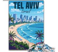 1000 Piece Jigsaw Puzzles for Teenagers Gifts Israel Tel Aviv Travel, Game Toys Every Piece Is Unique - Challenging Family Fun Game for for Age 14 50x75cm