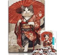 1000 Piece Jigsaw Puzzles for Teenagers Gifts Japanese Samurai Cat 1000 Piece Puzzle,Quiz Game Wall Decoration Unique Birthday And Xmas Gifts (size 75x50cm)