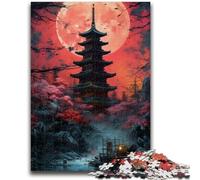 1000 Piece Jigsaw Puzzles for Teenagers Gifts Japanese Temple Under The Moon Puzzles,Educational Stress Relief Toy Great Gifts And Toys (50x75cm)