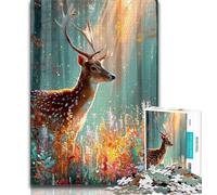 1000 Piece Jigsaw Puzzles for Teenagers Gifts Jungle Deer,Stress Reliever Staycation Kill Time Parent-child Interaction 75x50cm