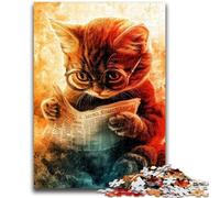 1000 Piece Jigsaw Puzzles for Teenagers Gifts Kitten Reading A Newspaper Challenging Family Activity Games DIY Toy for Home Wall Decor Gifts 26x38cm