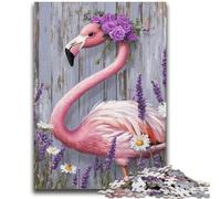 1000 Piece Jigsaw Puzzles for Teenagers Gifts Lavender Flamingo 1000 Piece Puzzle,Staycation Kill Time with Fully Interlocking Randomly Shaped Pieces (38x26cm)
