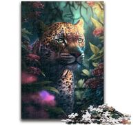 1000 Piece Jigsaw Puzzles for Teenagers Gifts Leopard Flowers Jungle Stress Reliever Difficult Challenge Enhance Love between Couples 26x38cm