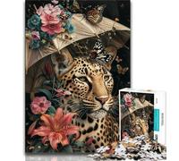 1000 Piece Jigsaw Puzzles for Teenagers Gifts Leopard Holding An Umbrella Teenager Puzzles,Educational Games Home Decoration Unique Home Decor And Gifts (size 38x26cm)
