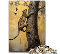 1000 Piece Jigsaw Puzzles for Teenagers Gifts Leopard on The Tree for Educational Game Challenge Toy Artists Collection, Fine Art 38x26cm