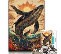1000 Piece Jigsaw Puzzles for Teenagers Gifts Magical Whale,Stress Reliever Difficult Challenge with Matching Poster And Trivia Sheet (38x26cm)
