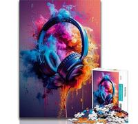 1000 Piece Jigsaw Puzzles for Teenagers Gifts Modern Colorful Splash Headphones Teenager Puzzles,Educational Games Wall Decoration Unique Birthday And Xmas Gifts 75x50cm