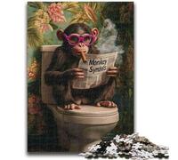 1000 Piece Jigsaw Puzzles for Teenagers Gifts Monkey on The Toilet Puzzles for Teenagers,Fun Present & Activity for Home,Toy for Rainy Days (26x38cm)