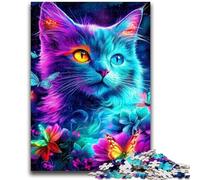 1000 Piece Jigsaw Puzzles for Teenagers Gifts Neon Cat 1000 Piece Puzzle,Staycation Kill Time with Fully Interlocking Randomly Shaped Pieces (38x26cm)