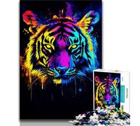 1000 Piece Jigsaw Puzzles for Teenagers Gifts Neon Tiger 1000 Piece Puzzle,Quiz Game Wall Decoration Unique Birthday And Xmas Gifts (size 75x50cm)