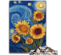 1000 Piece Jigsaw Puzzles for Teenagers Gifts Night Sky Sunflower Adult Puzzles,Educational Games Home Decoration Suitable for Desktop Decoration (26x38cm)
