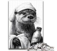 1000 Piece Jigsaw Puzzles for Teenagers Gifts Otter Taking A Bath Learning Educational Toys Fun at Home Activities, Birthday Present,Travel Gifts 26x38cm