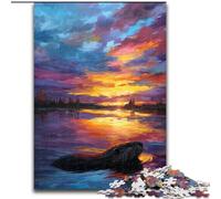 1000 Piece Jigsaw Puzzles for Teenagers Gifts Otters at Sunset,Stress Reliever Staycation Kill Time Parent-child Interaction 38x26cm