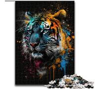 1000 Piece Jigsaw Puzzles for Teenagers Gifts Paintsplash Tiger, Games Toys Gift Unique Birthday And Gifts for And Age 14 Years Up (Size 26x38cm)