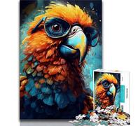 1000 Piece Jigsaw Puzzles for Teenagers Gifts Parrot with Glasses 1000 Pieces for Teenagers,Toys Educational Games Stress Relieving Unique Birthday And Gifts 38x26cm