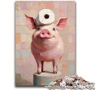 1000 Piece Jigsaw Puzzles for Teenagers Gifts Piglet Playing with Toilet Paper 1000 Pieces for Teenagers,Toys Educational Games Stress Relieving Unique Birthday And Gifts (26x38cm)